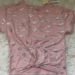 NWT Love Republic Pink/silver Unicorn T-shirt. Size 7/8